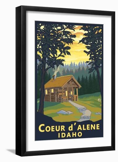 Coeur D'Alene, Idaho - Cabin in Woods-Lantern Press-Framed Art Print