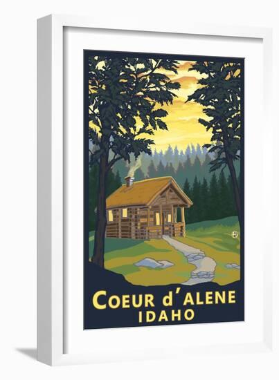 Coeur D'Alene, Idaho - Cabin in Woods-Lantern Press-Framed Art Print