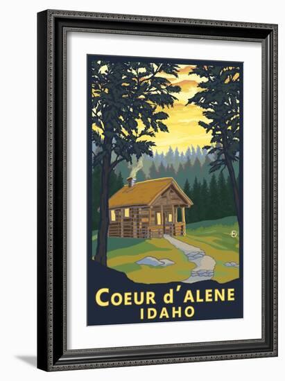 Coeur D'Alene, Idaho - Cabin in Woods-Lantern Press-Framed Art Print