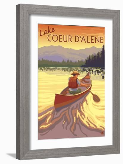 Coeur D'Alene, Idaho - Canoe Scene-Lantern Press-Framed Art Print