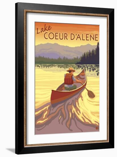 Coeur D'Alene, Idaho - Canoe Scene-Lantern Press-Framed Art Print