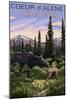 Coeur D'Alene, Idaho - Moose and Baby Calf-Lantern Press-Mounted Art Print