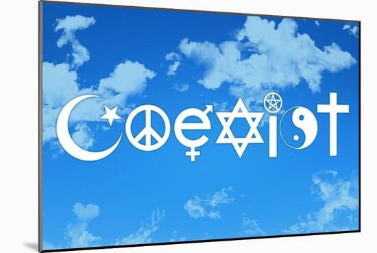 Coexist Sky Motivational Plastic Sign-null-Mounted Art Print