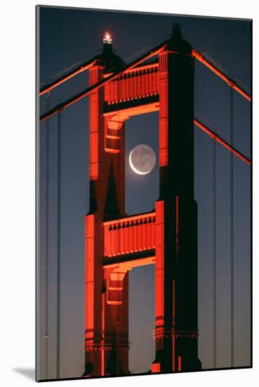 Coffee and Crescent, Moon Alignment, Golden Gate Bridge, San Francisco-Vincent James-Mounted Photographic Print