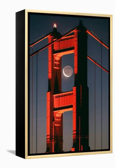 Coffee and Crescent, Moon Alignment, Golden Gate Bridge, San Francisco-Vincent James-Framed Premier Image Canvas