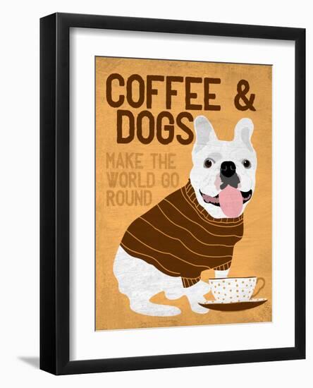 Coffee and Dogs French Bulldog-Ginger Oliphant-Framed Art Print