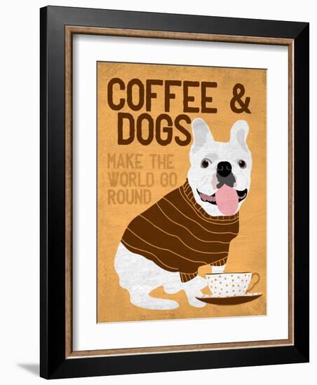Coffee and Dogs French Bulldog-Ginger Oliphant-Framed Art Print