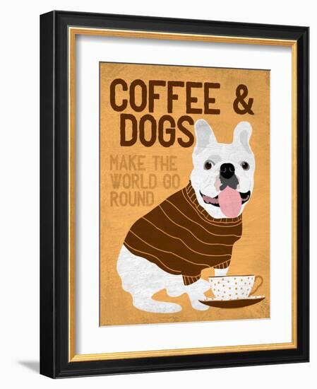 Coffee and Dogs French Bulldog-Ginger Oliphant-Framed Art Print