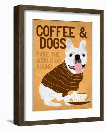 Coffee and Dogs French Bulldog-Ginger Oliphant-Framed Art Print