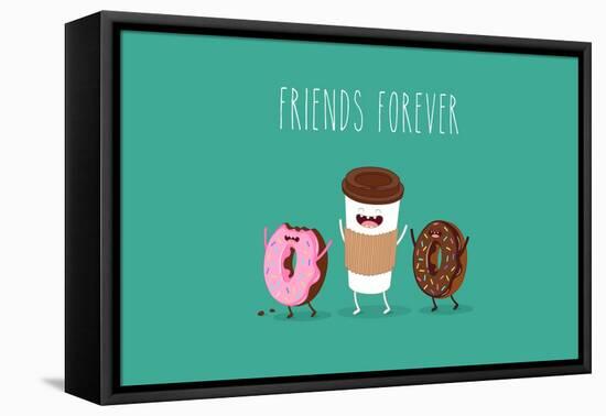 Coffee and Donuts Illustration. Vector Cartoon. Comic Characters.-Serbinka-Framed Stretched Canvas
