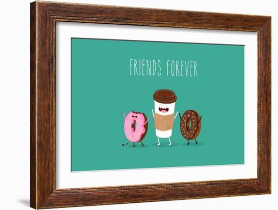 Coffee and Donuts Illustration. Vector Cartoon. Comic Characters.-Serbinka-Framed Art Print