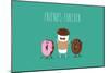 Coffee and Donuts Illustration. Vector Cartoon. Comic Characters.-Serbinka-Mounted Art Print