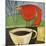 Coffee and Red Bird-Tim Nyberg-Mounted Premium Giclee Print