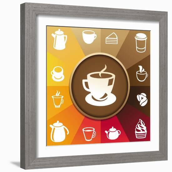 Coffee And Tea Icons-venimo-Framed Art Print