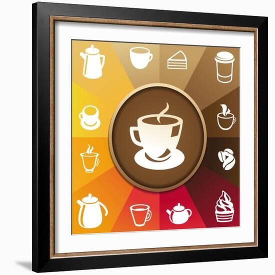 Coffee And Tea Icons-venimo-Framed Art Print