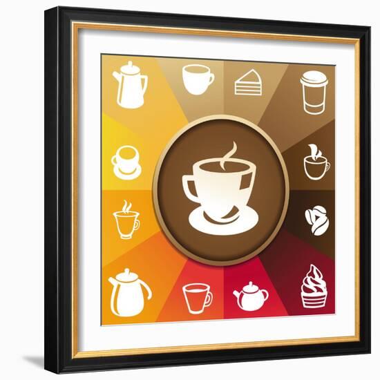 Coffee And Tea Icons-venimo-Framed Art Print