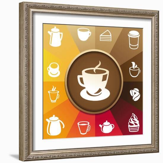 Coffee And Tea Icons-venimo-Framed Premium Giclee Print