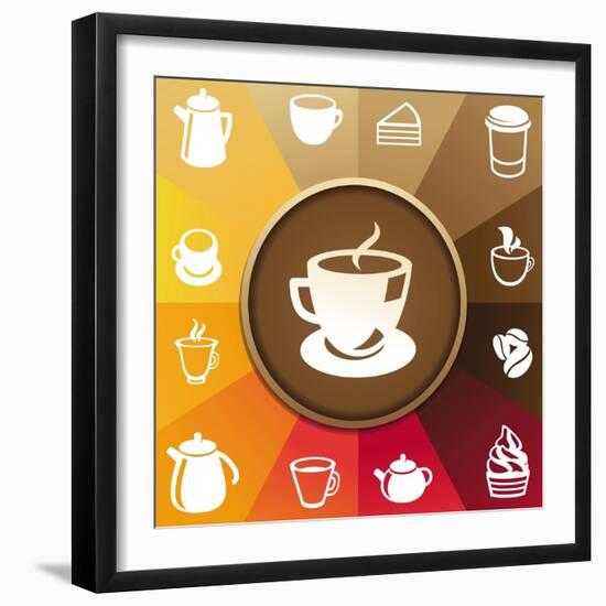 Coffee And Tea Icons-venimo-Framed Premium Giclee Print