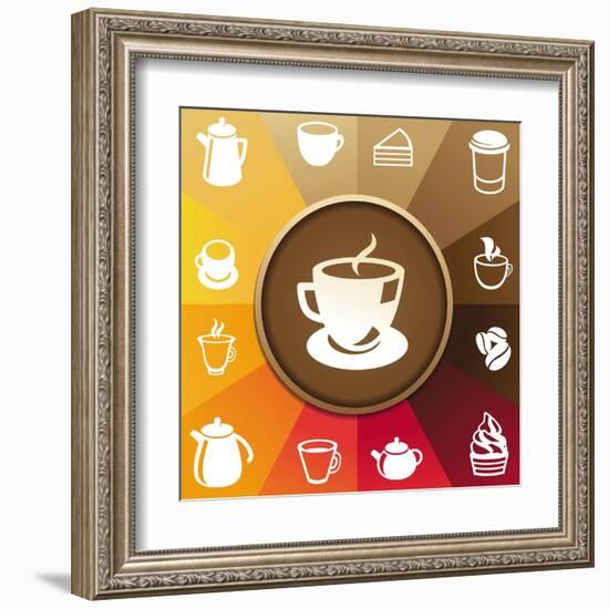 Coffee And Tea Icons-venimo-Framed Art Print