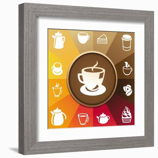 Coffee And Tea Icons-venimo-Framed Art Print