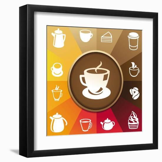 Coffee And Tea Icons-venimo-Framed Art Print