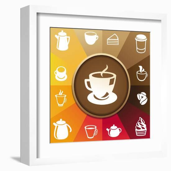 Coffee And Tea Icons-venimo-Framed Art Print