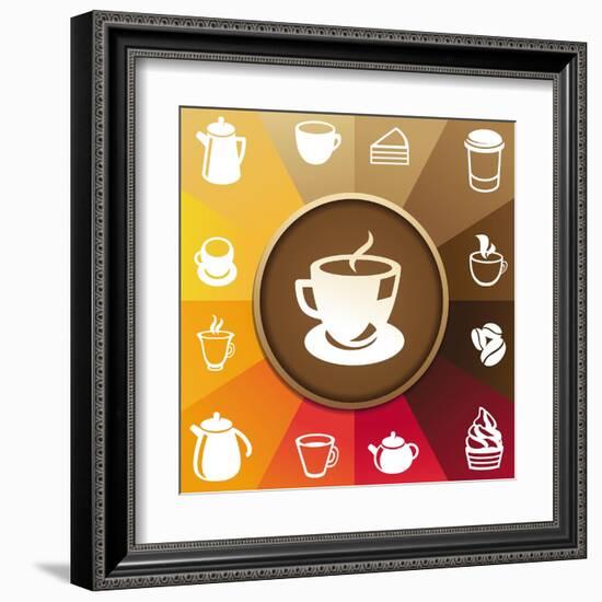 Coffee And Tea Icons-venimo-Framed Art Print