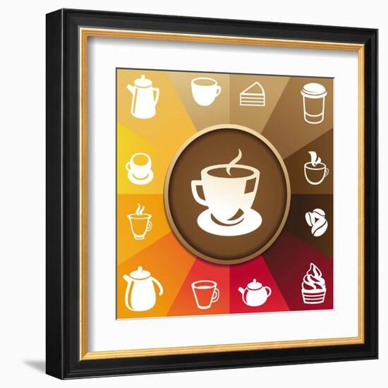 Coffee And Tea Icons-venimo-Framed Art Print