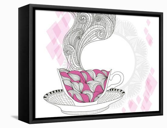 Coffee And Tea Mug With Abstract Doodle Pattern-cherry blossom girl-Framed Stretched Canvas