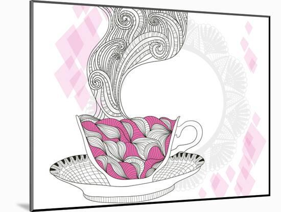 Coffee And Tea Mug With Abstract Doodle Pattern-cherry blossom girl-Mounted Art Print