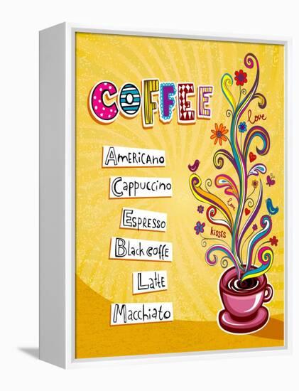 Coffee Background. Illustration Which May Be Used As Menu Cover Or Card-Anastasiya Zalevska-Framed Stretched Canvas