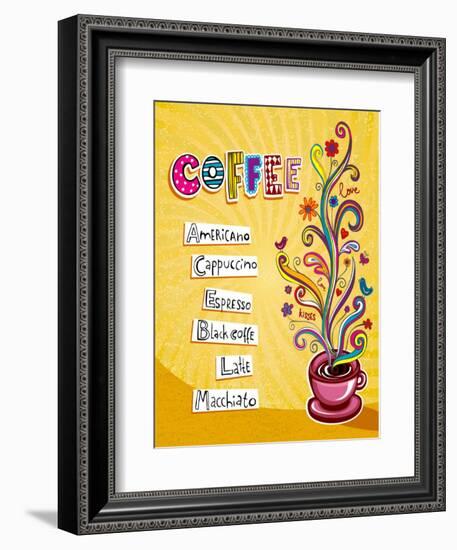 Coffee Background. Illustration Which May Be Used As Menu Cover Or Card-Anastasiya Zalevska-Framed Art Print