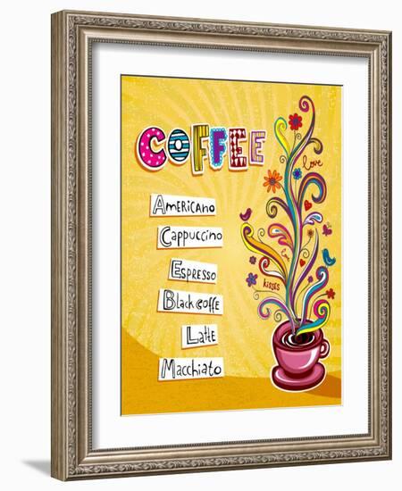 Coffee Background. Illustration Which May Be Used As Menu Cover Or Card-Anastasiya Zalevska-Framed Art Print