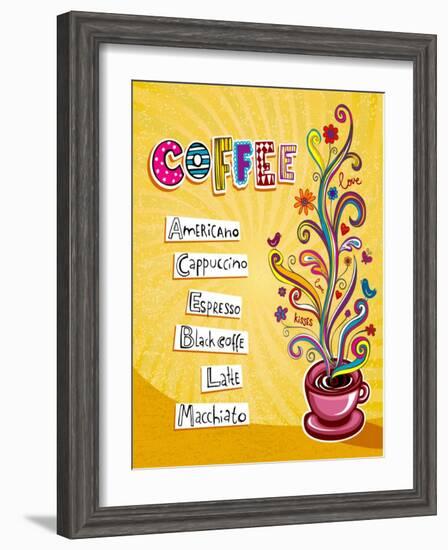 Coffee Background. Illustration Which May Be Used As Menu Cover Or Card-Anastasiya Zalevska-Framed Art Print