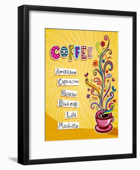 Coffee Background. Illustration Which May Be Used As Menu Cover Or Card-Anastasiya Zalevska-Framed Art Print