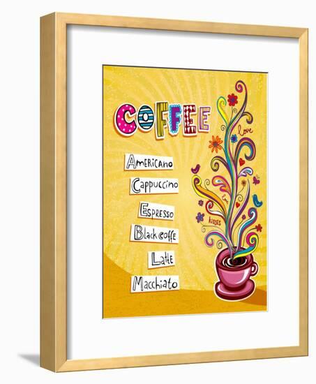 Coffee Background. Illustration Which May Be Used As Menu Cover Or Card-Anastasiya Zalevska-Framed Art Print