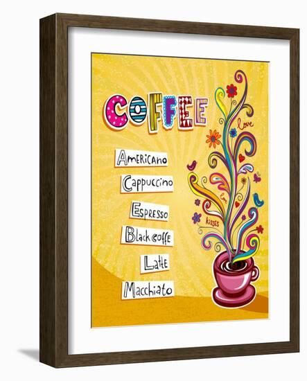 Coffee Background. Illustration Which May Be Used As Menu Cover Or Card-Anastasiya Zalevska-Framed Art Print