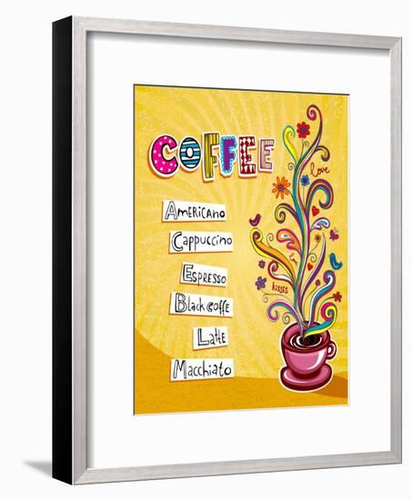 Coffee Background. Illustration Which May Be Used As Menu Cover Or Card-Anastasiya Zalevska-Framed Art Print