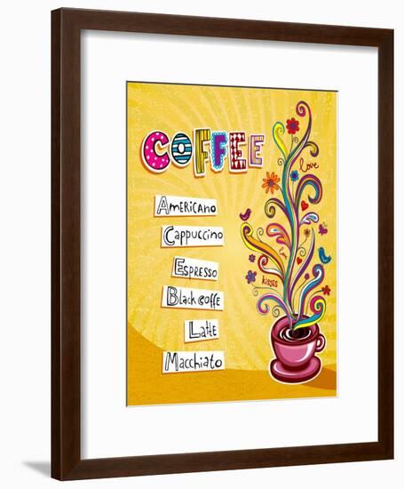 Coffee Background. Illustration Which May Be Used As Menu Cover Or Card-Anastasiya Zalevska-Framed Art Print