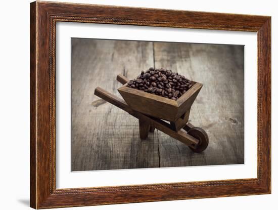 Coffee Beans In A Wheelbarrow-kbuntu-Framed Art Print