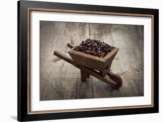 Coffee Beans In A Wheelbarrow-kbuntu-Framed Art Print