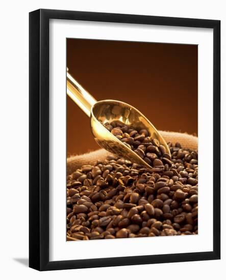 Coffee Beans in Sack and in Golden Scoop-Vladimir Shulevsky-Framed Photographic Print