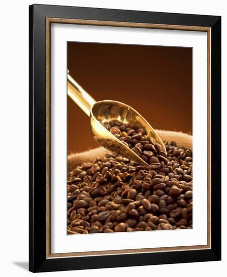 Coffee Beans in Sack and in Golden Scoop-Vladimir Shulevsky-Framed Photographic Print