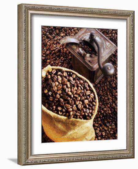 Coffee Beans in Sack and in Old Coffee Mill-Dieter Heinemann-Framed Photographic Print