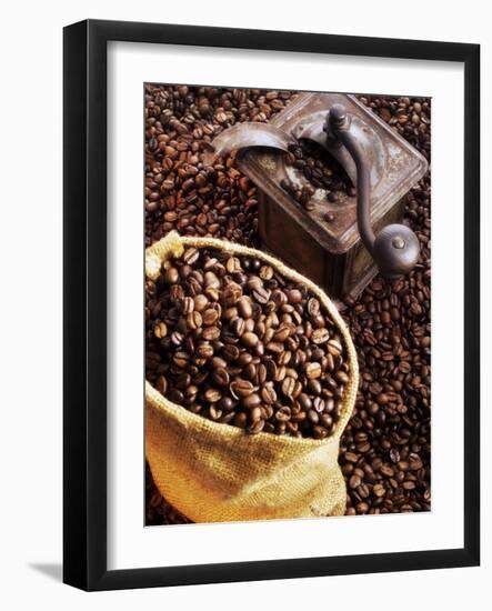 Coffee Beans in Sack and in Old Coffee Mill-Dieter Heinemann-Framed Photographic Print