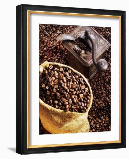 Coffee Beans in Sack and in Old Coffee Mill-Dieter Heinemann-Framed Photographic Print