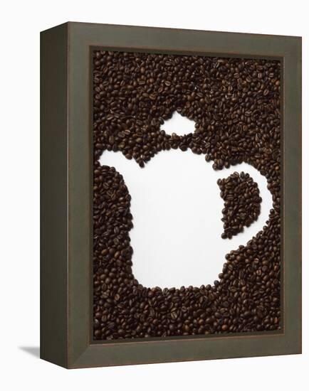 Coffee Beans in Shape of a Coffee Pot-null-Framed Premier Image Canvas