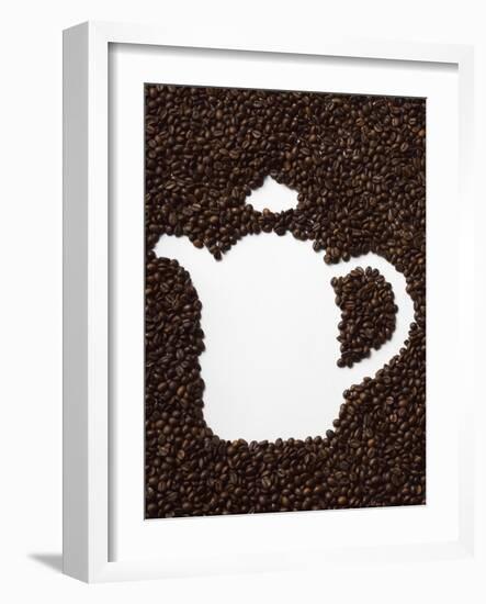 Coffee Beans in Shape of a Coffee Pot-null-Framed Photographic Print