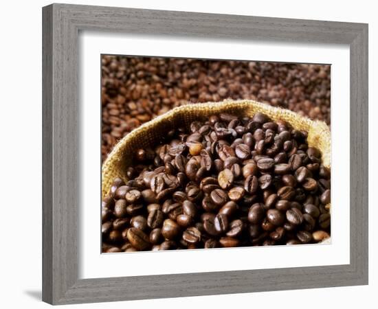 Coffee Beans, Some in a Sack-Dieter Heinemann-Framed Photographic Print