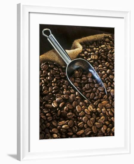 Coffee Beans with Metal Scoop in Sack-Vladimir Shulevsky-Framed Photographic Print